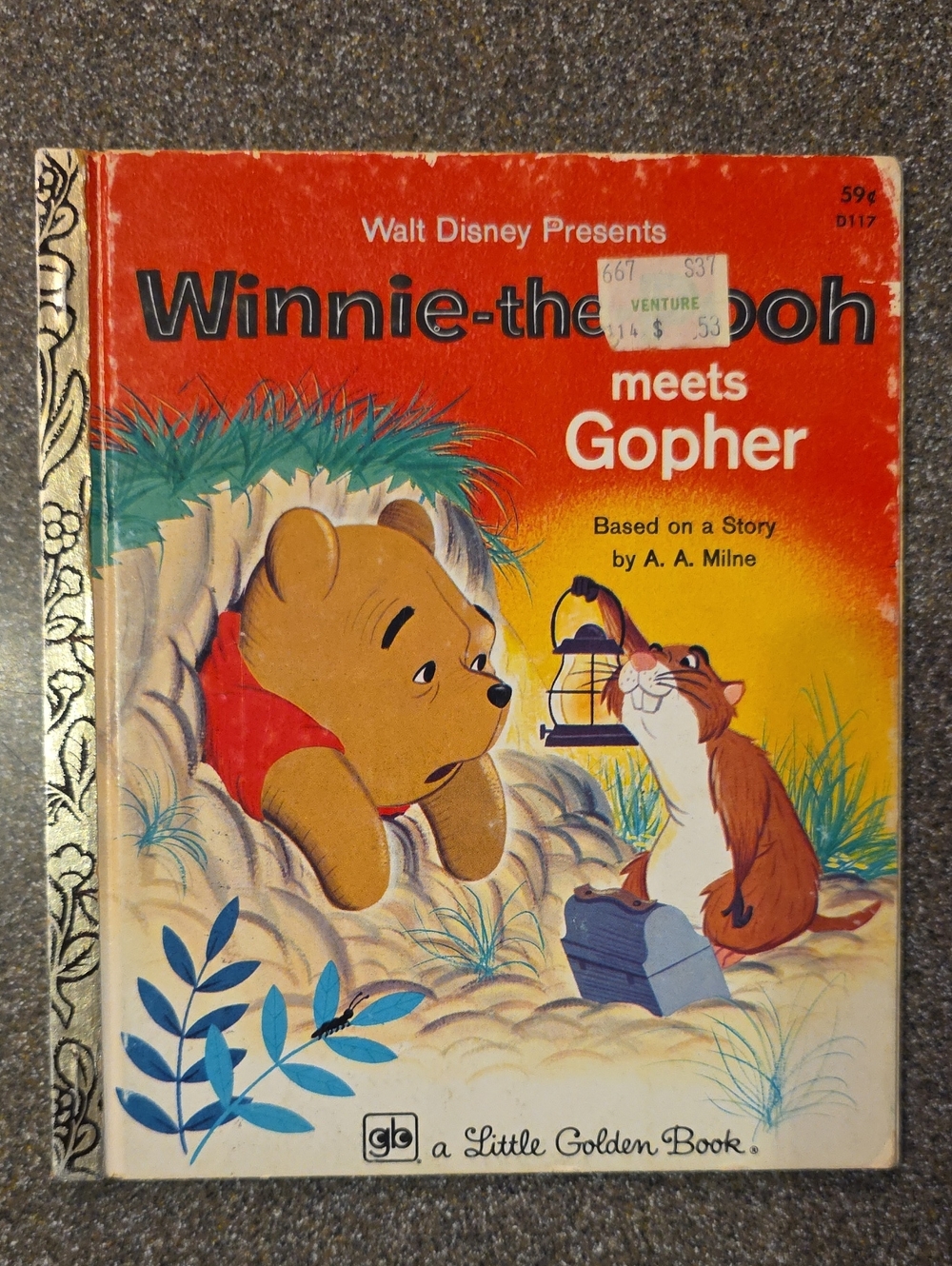 Vintage Walt Disney Winnie the Pooh Meets Gopher Little Golden Book